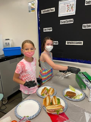 Students making sandwiches